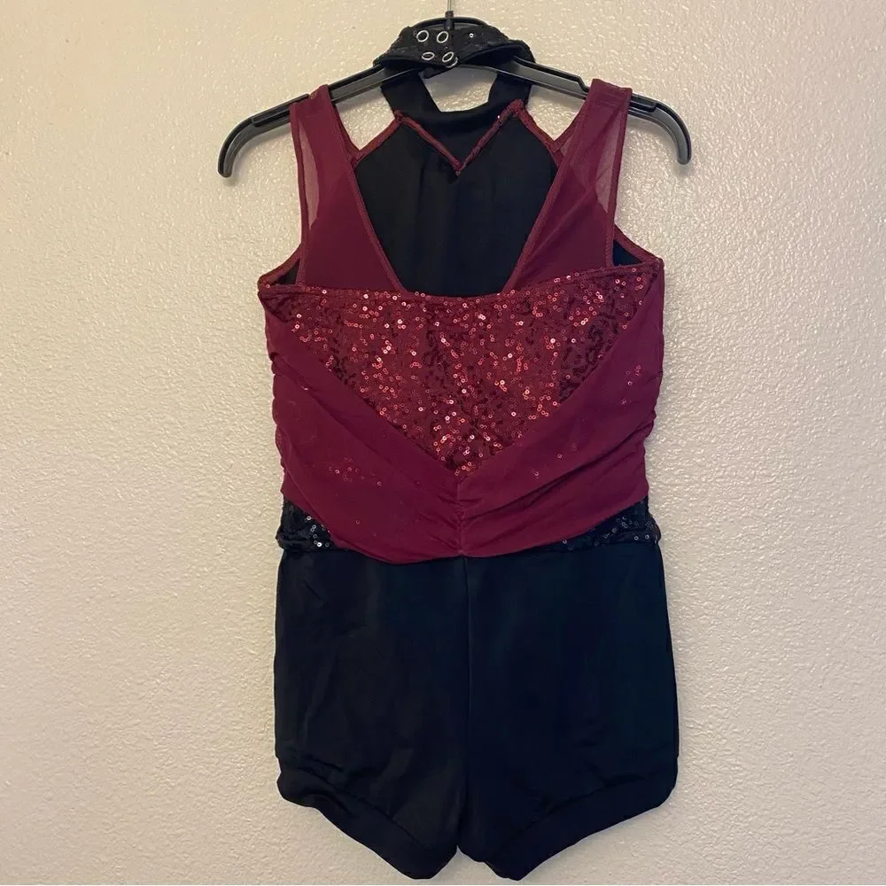 WEISSMAN Dance Costume jazz tap burgundy Chandelier 11235 Child LC